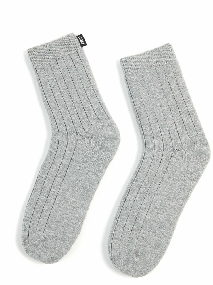 Unisex Cashmere Trim Knit Bed Socks Vapor Blue  - Gobi Cashmere