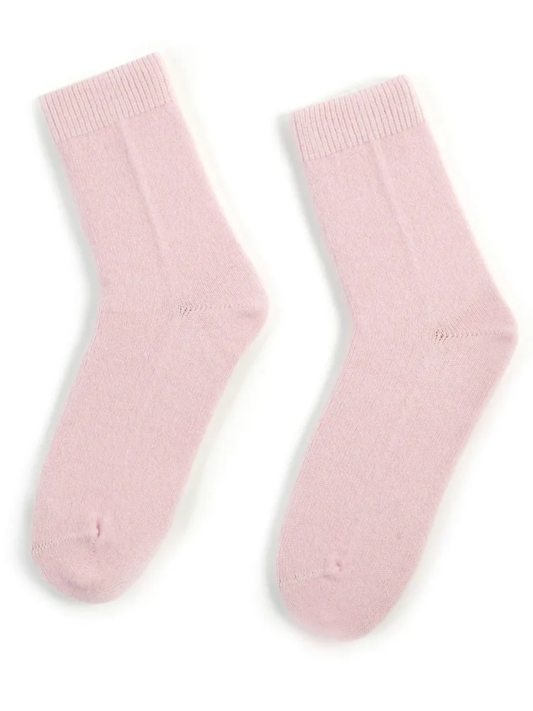 Women's Trim Knit Socks Almond Blossom - Gobi Cashmere