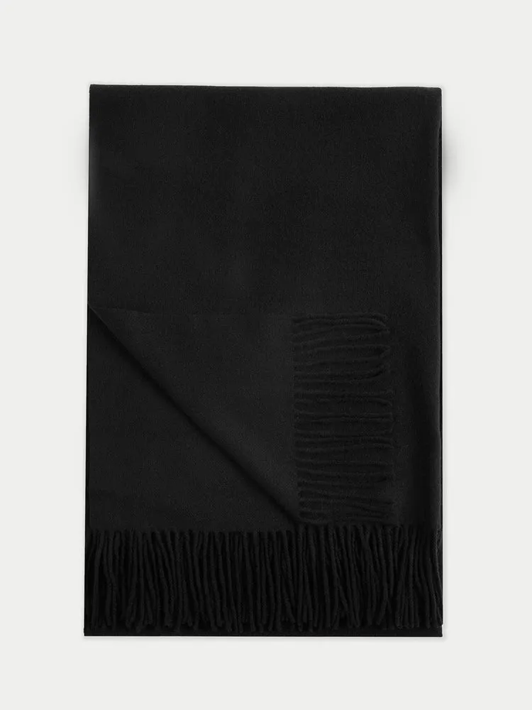 Unisex Cashmere Oversized Woven Scarf Black - Gobi Cashmere