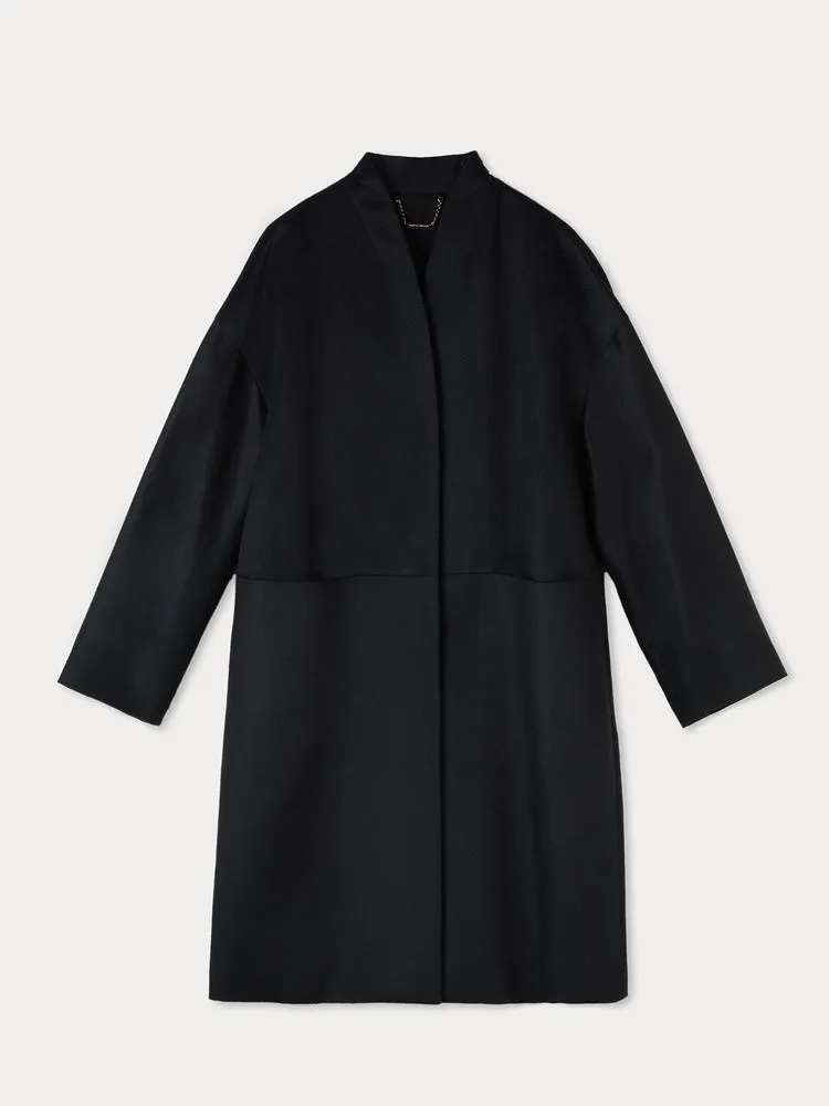 Women's Cashmere Stand Collar Coat Black - Gobi Cashmere