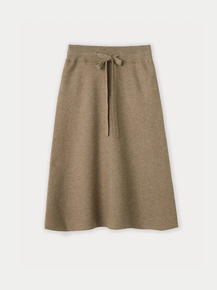 Women's Cashmere Midi Skirt Taupe - Gobi Cashmere 