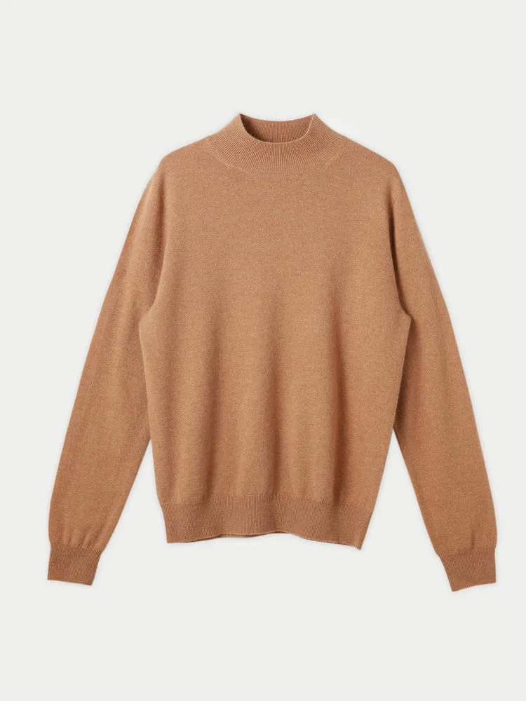 Men's Cashmere Mock Neck Sweater Sheepskin - Gobi Cashmere