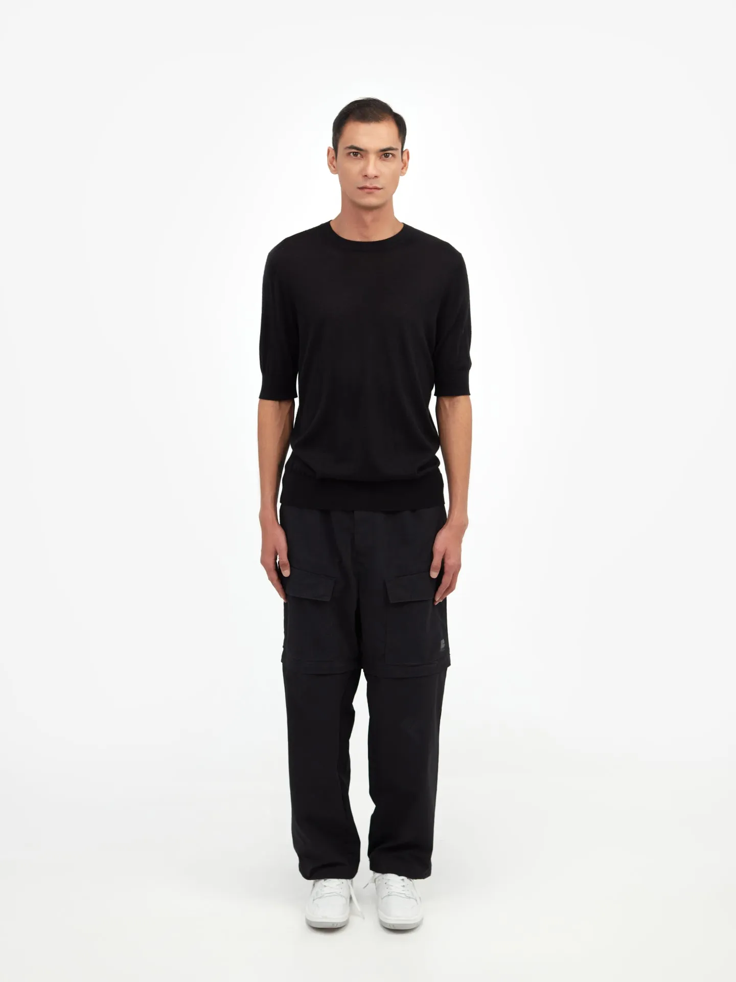 Men's Silk Cashmere T-Shirt Black - Gobi Cashmere