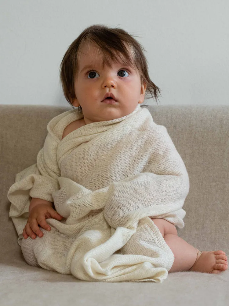 Cashmere Jersey Baby Blanket Off White - Gobi Cashmere