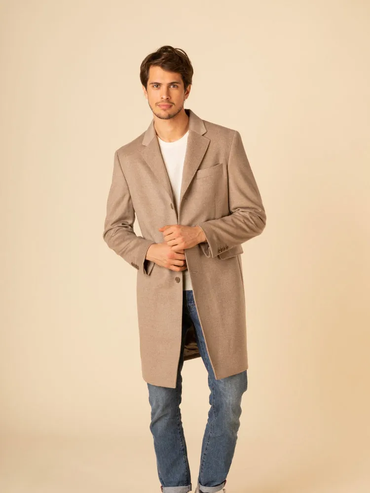 Men's Cashmere Classic Lapel Coat Taupe - Gobi Cashmere