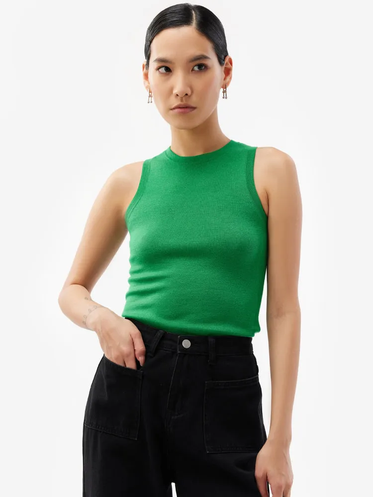 Women's Silk Cashmere Tank Top Jolly Green - Gobi Cashmere