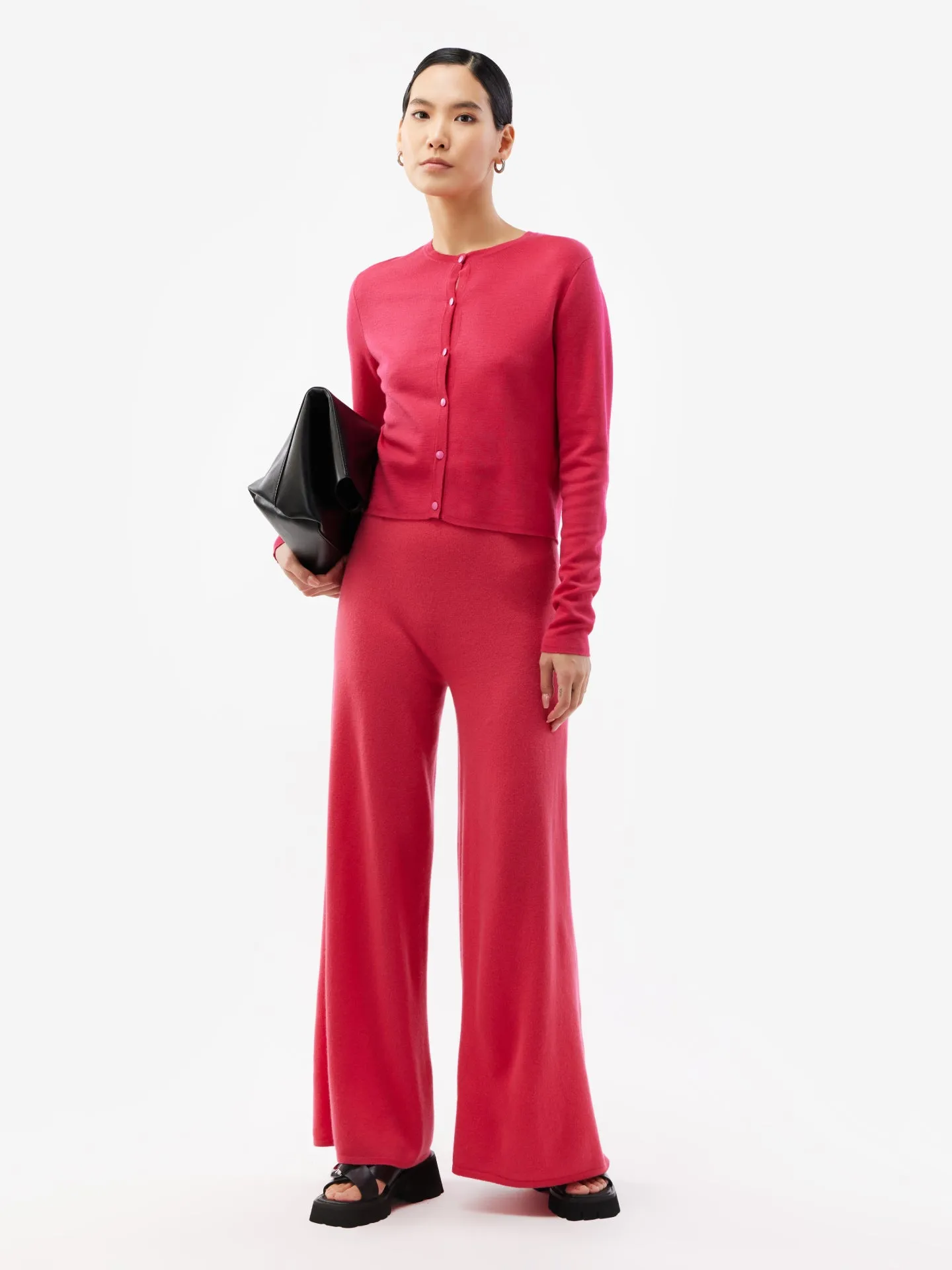Women's Silk Cashmere Cropped Cardigan Bright Rose - Gobi Cashmere