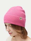 Unisex Cashmere Rib Knit Hat Aurora Pink - Gobi Cashmere