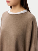 Organic Colour Timeless Knitted Poncho Taupe - Gobi Cashmere