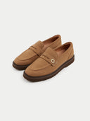 Unisex Almond Cashmere Loafers detail view on white background