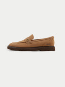 Unisex Almond Cashmere Loafers side view on white background
