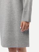 Women's Seamless Crewneck Cashmere Dress High Rise worn by model detail view on white background