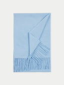 Cashmere Fringed Scarf Light Blue detail view on white background