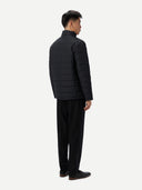 Men's CashmereTECH Jacket Black worn by model, back view on white background