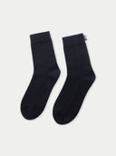 Unisex Cashmere Rib Knit Bed Socks Black   detail view on white background