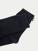 Unisex Cashmere Rib Knit Bed Socks Black   detail view on white background