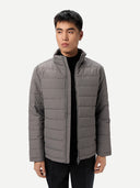Men's CashmereTECH Jacket Dim Gray worn by model, detail view on white background