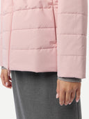 Women's CashmereTECH Jacket Pink worn by model, detail view on white background