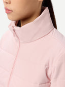 Women's CashmereTECH Jacket Pink worn by model, detail view on white background