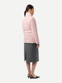 Women's CashmereTECH Jacket Pink worn by model, back view on white background