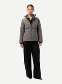 Women's CashmereTECH Jacket Dim Gray worn by model, front view on white background