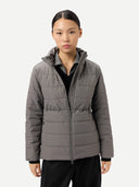 Women's CashmereTECH Jacket Dim Gray worn by model, detail view on white background