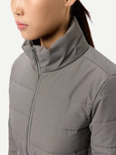 Women's CashmereTECH Jacket Dim Gray worn by model, detail view on white background
