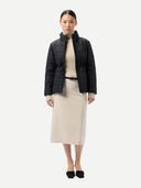 Women's CashmereTECH Jacket Black worn by model, front view on white background