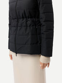 Women's CashmereTECH Jacket Black worn by model, detail view on white background