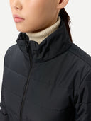 Women's CashmereTECH Jacket Black worn by model, detail view on white background
