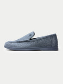 Unisex Cashmere Loafers Stone Gray side view on white background