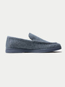Unisex Cashmere Loafers Stone Gray side view on white background