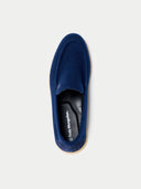 Unisex Navy Cashmere Loafers detail view on white background