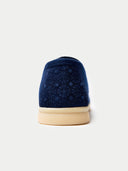Unisex Navy Cashmere Loafers back view on white background