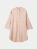 Women's Beige Cashmere Button-Front Poncho  detail view on white background