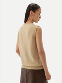 Essential Organic Colour Women's Cashmere Crewneck Vest Beige - Gobi Cashmere