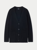 Women's Relaxed-Fit Cashmere Cardigan Black detail view on white background