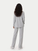Women's Relaxed-Fit Cashmere Cardigan Grey  worn by model, back view on white background