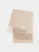 Unisex Cashmere Fringed Scarf Warm Grey  detail view on white background