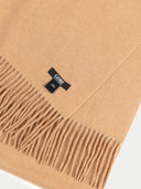 Cashmere Fringed Scarf Sheepskin  detail view on white background