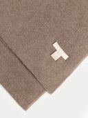  Lightweight Cashmere Shawl Taupe detail view on white background