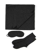 Set of black blanket, eye mask, and socks on a white background #color_charcoal