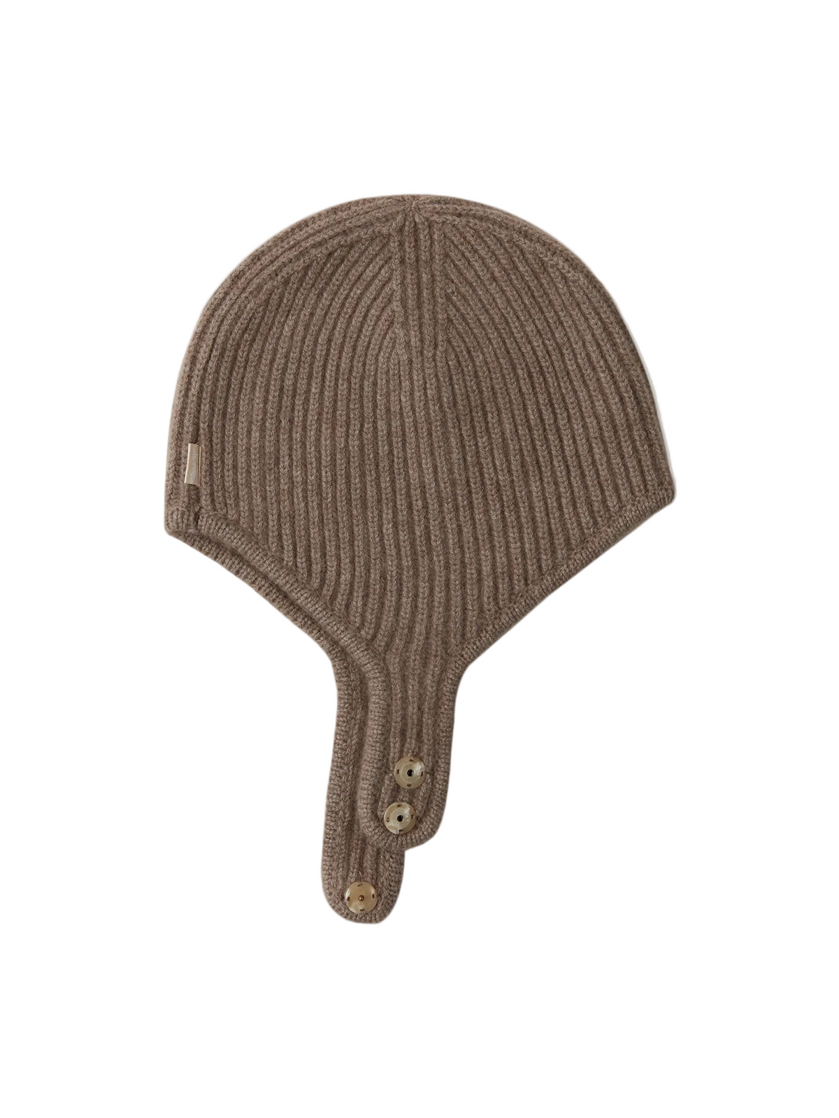 Unisex Cashmere Knitted Aviator Cap Taupe - Gobi Cashmere