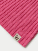 Cashmere Rib Knit Hat Aurora Pink detail view on white background