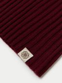 Unisex Cashmere Rib Knit Hat Tawny Port  detail view on white background