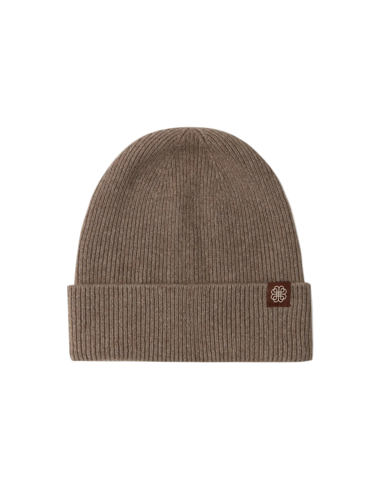 Unisex Natural Color Cashmere Rib Knit Beanie Taupe | GOBI Cashmere