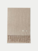 Unisex Organic Fringed Cashmere Woven Scarf Warm Grey - Gobi Cashmere