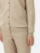 Women's Cashmere Crew Neck Cardigan Warm Grey - Gobi Cashmere