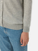 Women's Cashmere Crew Neck Cardigan Dawn Blue - Gobi Cashmere