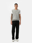 Men's Grey  Cashmere Vest worn by model, front view on white background